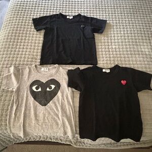 Comme des Garçons PLAY Kids Black & Gray Heart Graphic Tees